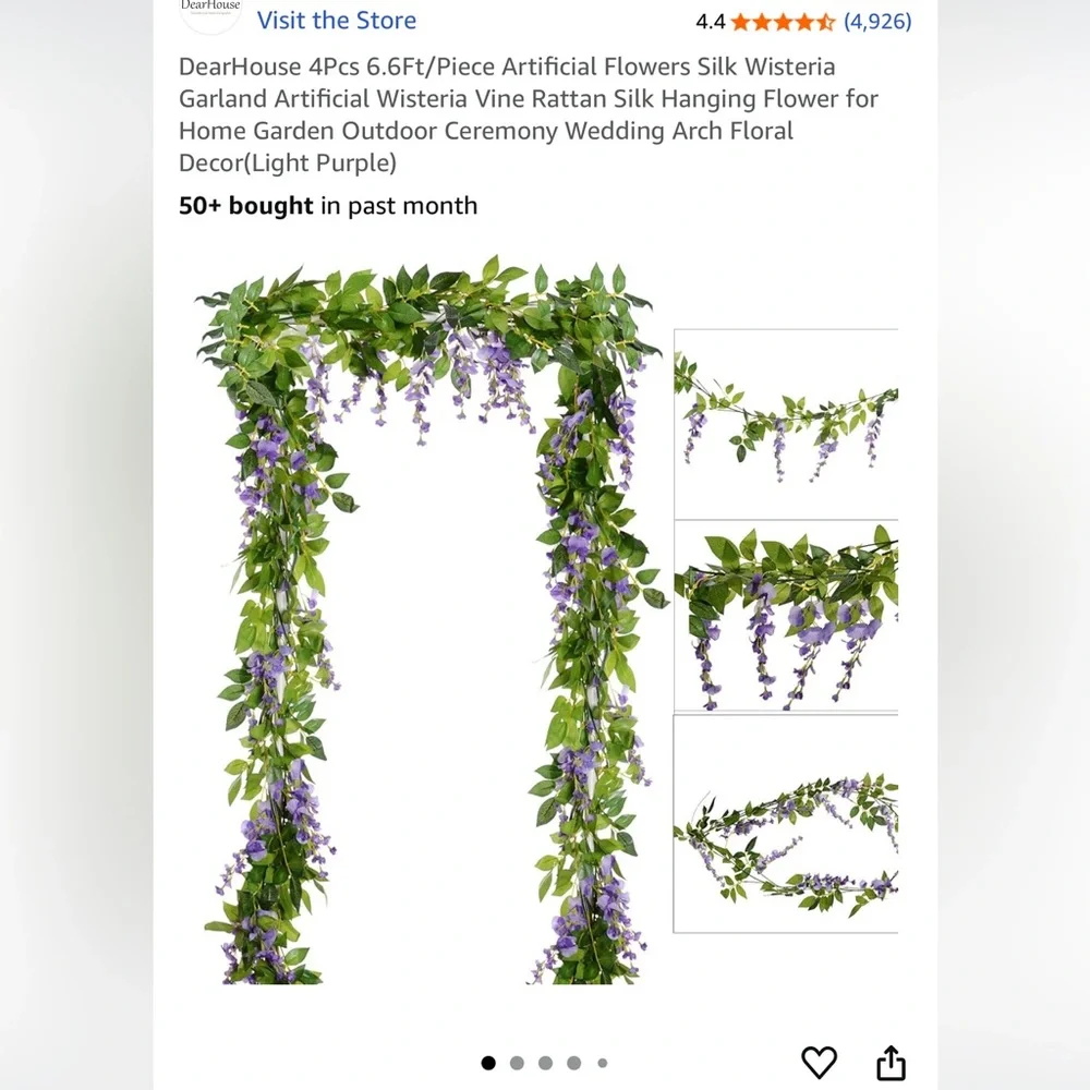Amazon Green and Purple Wisteria Garland